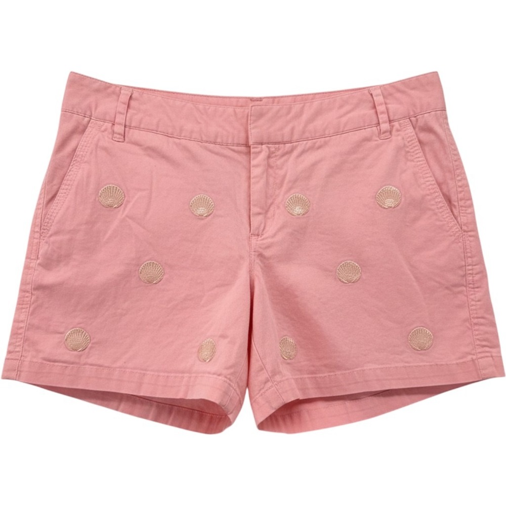 Castaway Nantucket Island Pink Seashell Embroidered Chino Shorts Womens 6 Preppy